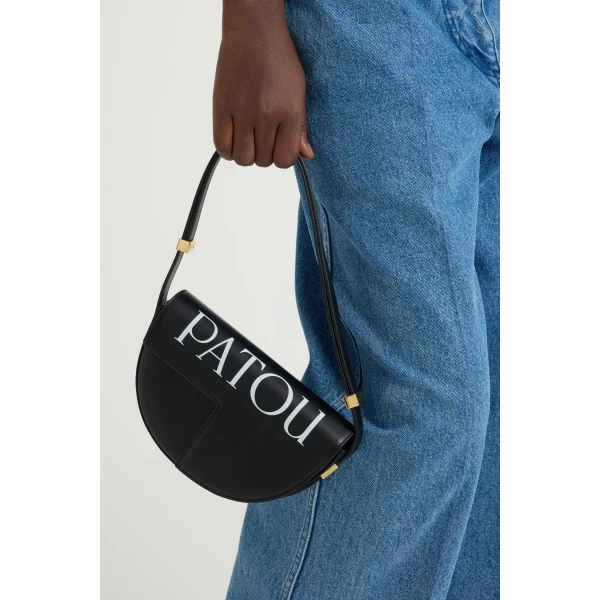 Le Petit Patou logo bag in Black and White leather - Image 2