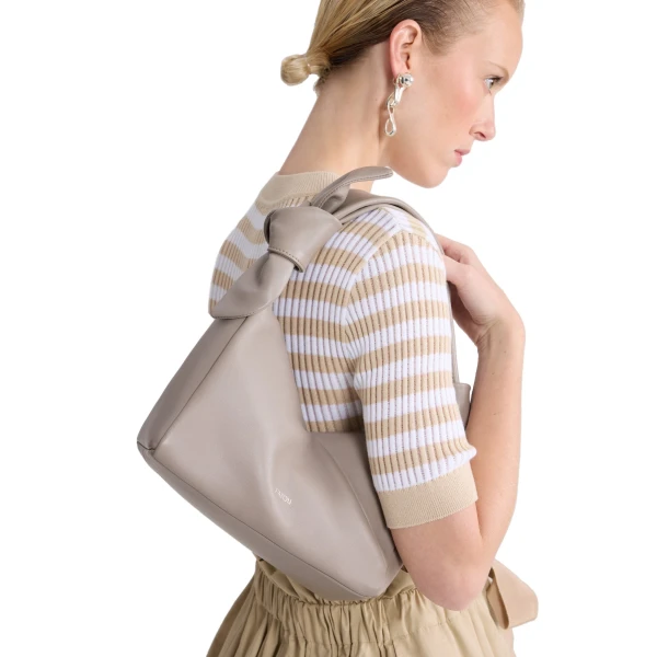 Leather bag in Pebble Grey - Image 3