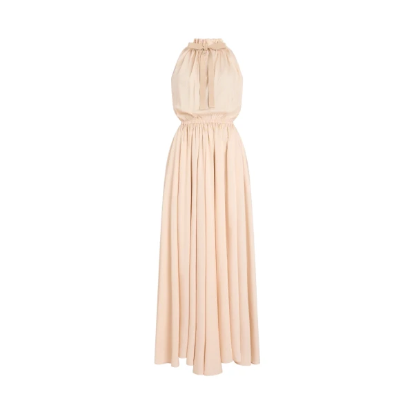 Long blended silk beach dress in Shell Beach Stripes