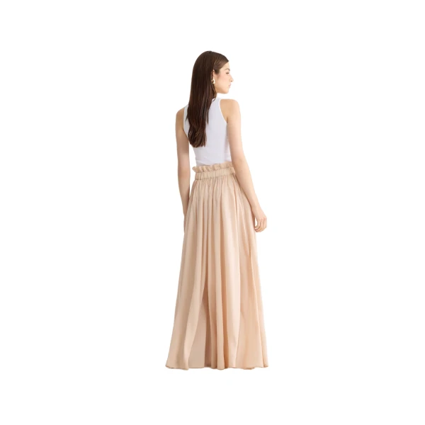 Long blended silk beach skirt in Shell Beach Stripes - Image 3
