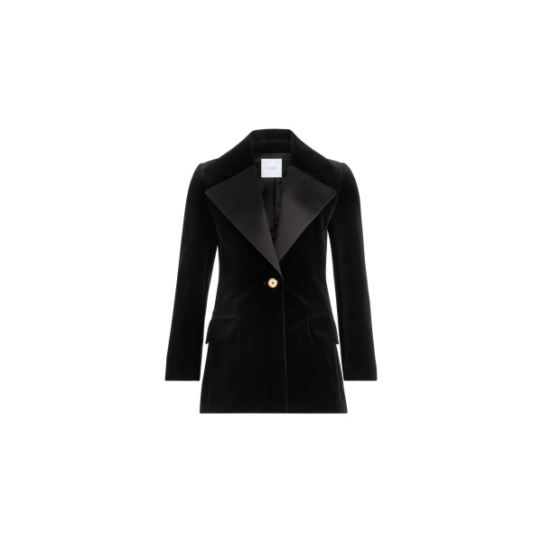 Patou Long single-breasted jacket in Black organic cotton velvet