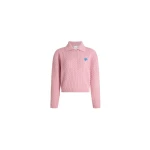 Patou Long-sleeve twisted polo in Heather Pink wool and cashmere