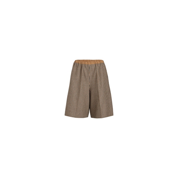 Patou Longline shorts in Houndstooth recycled wool blend