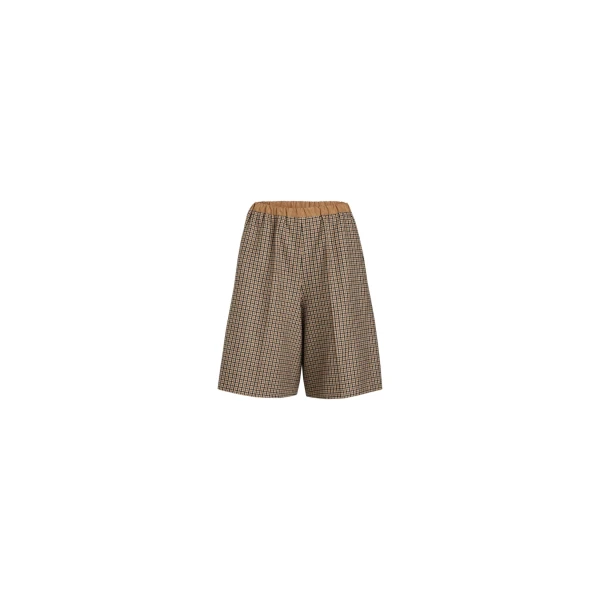Patou Longline shorts in Houndstooth recycled wool blend