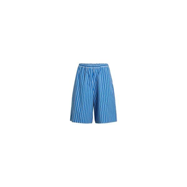 Patou Longline shorts in Victoria Blue Stripes printed sustainable cotton