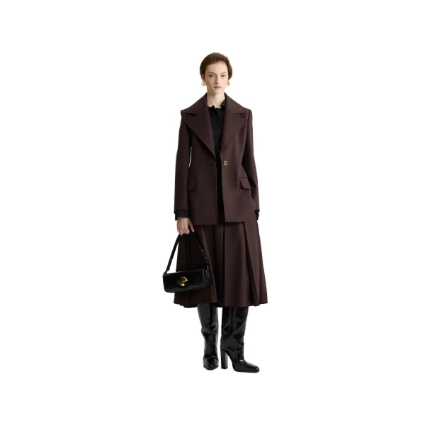 Longline single-breasted jacket in Smoked Ebony sustainable technical wool - Image 2