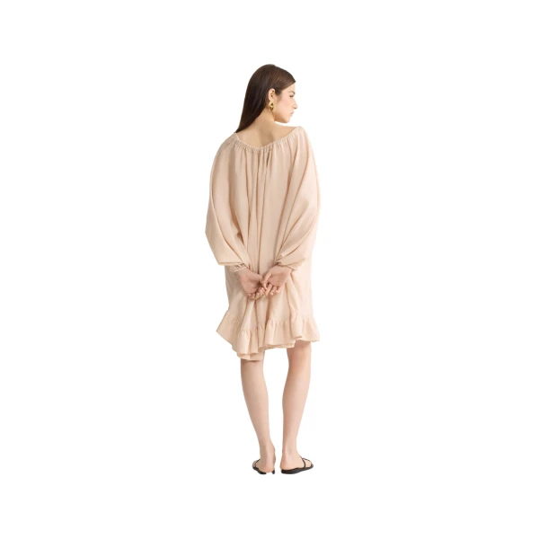 Loose blended silk beach dress in Shell Beach Stripes - Image 3