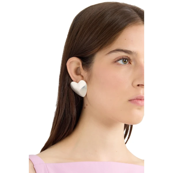 M heart clip-on earrings in Silver - Image 3