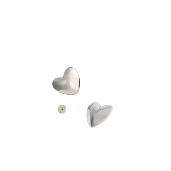 M heart stud earrings in Silver - Image 2