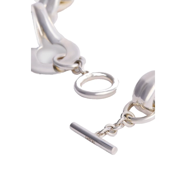 M link short geometric choker necklace in Silver - Image 2