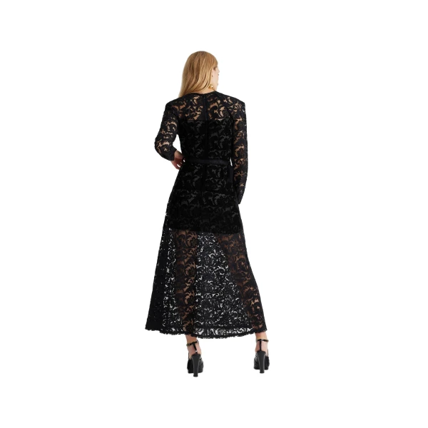 Maxi dress in Black organic cotton blend lace - Image 3