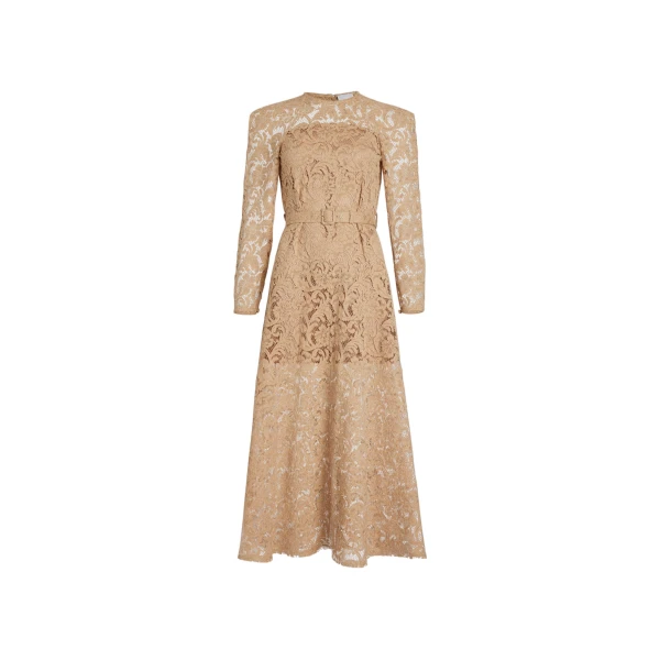 Maxi dress in Gray Sand organic cotton blend lace