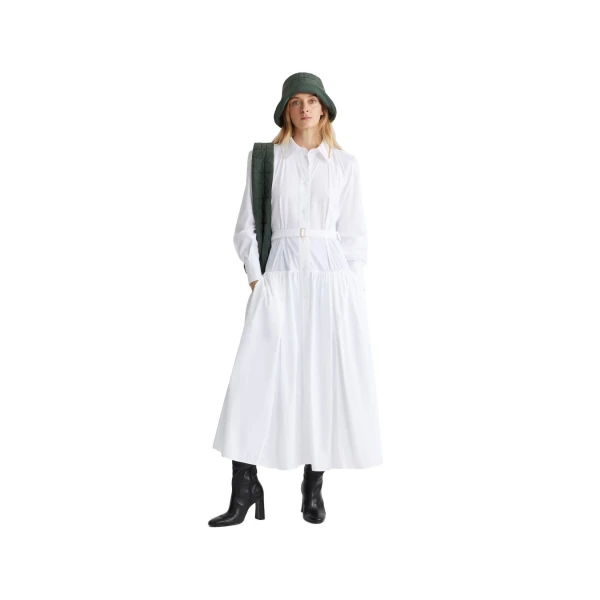 Maxi shirt dress in White organic cotton - Image 2