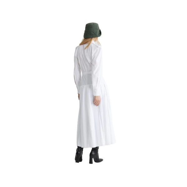 Maxi shirt dress in White organic cotton - Image 3