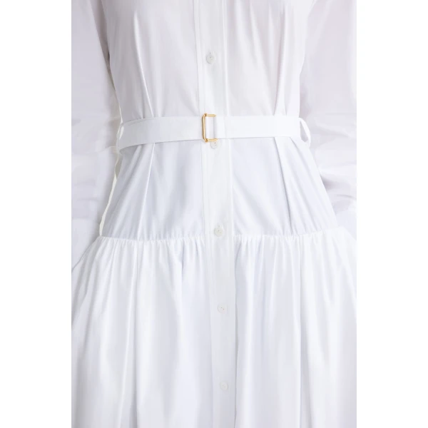 Maxi shirt dress in White organic cotton - Image 4