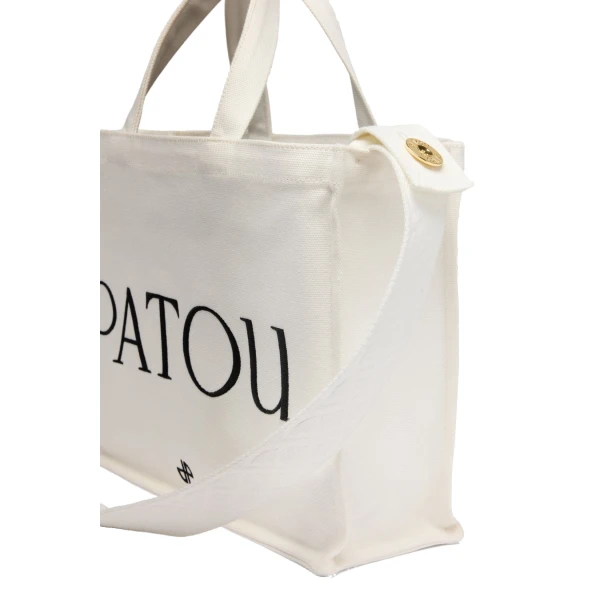 Medium Patou logo tote in White cotton canvas - Image 2