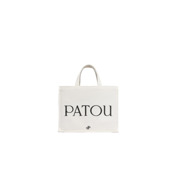 Patou Medium Patou logo tote in White cotton canvas