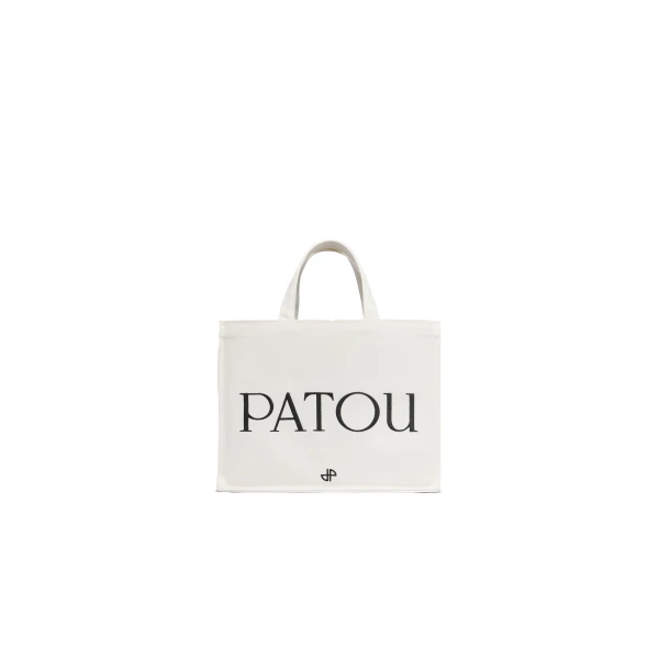 Patou Medium Patou logo tote in White cotton canvas