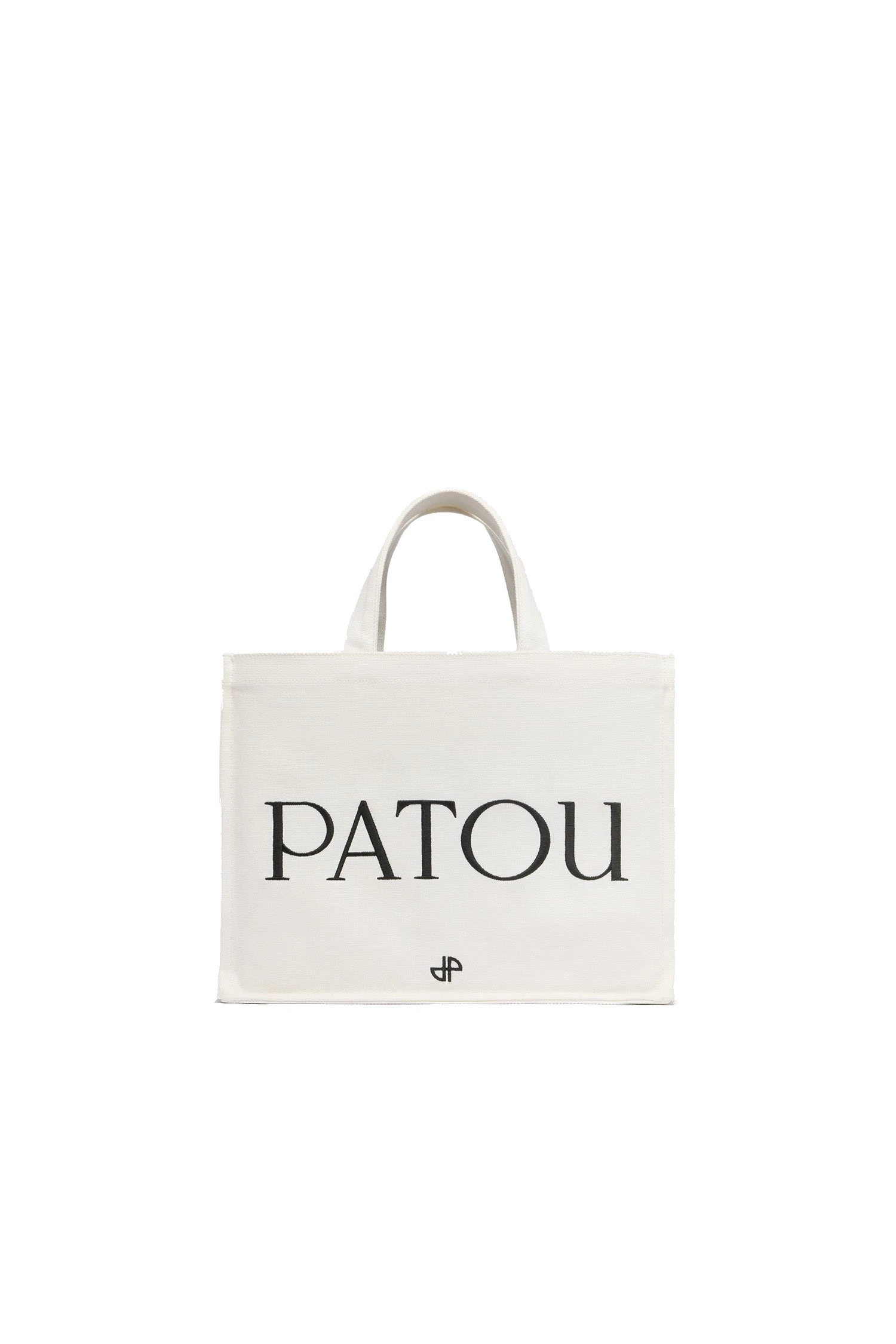 Medium Patou logo tote in cotton canvas | Coveti Patou Medium Patou logo tote in White cotton canvas