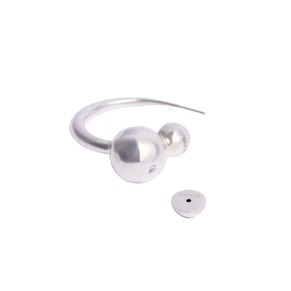 Mercury marbles half-hoop earring with ornament in Silver - Image 2