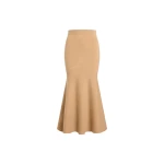 Patou Mermaid midi skirt in Biscuit wool and cashmere