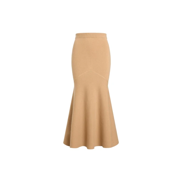 Mermaid midi skirt in Biscuit wool and cashmere