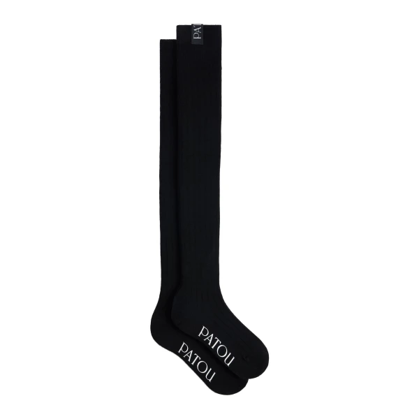 Patou Mid-calf socks in Black blended cotton