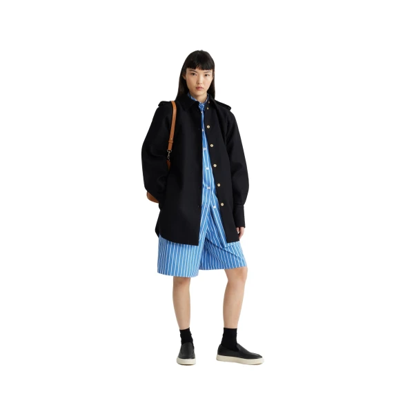 Mini shirt dress in Black sustainable wool blend - Image 2