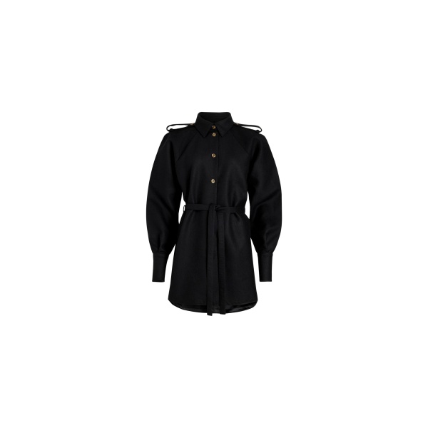 Patou Mini shirt dress in Black sustainable wool blend