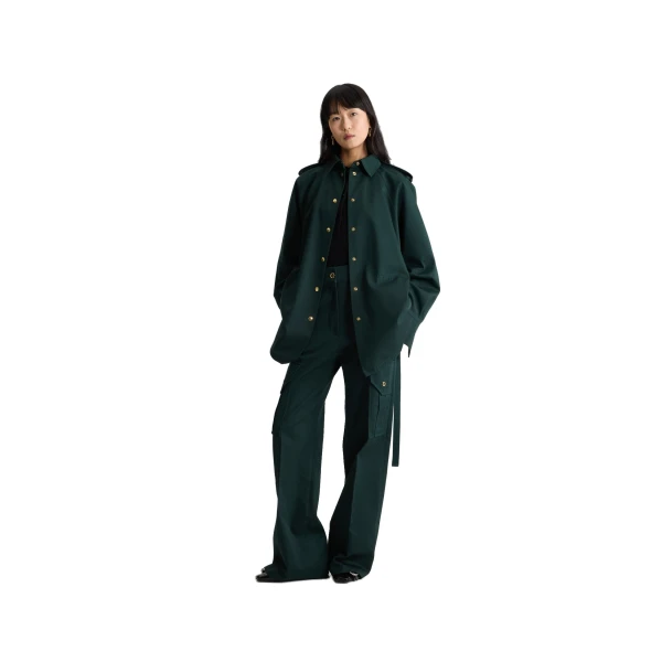 Mini shirt dress in Garden Green organic cotton gabardine - Image 2