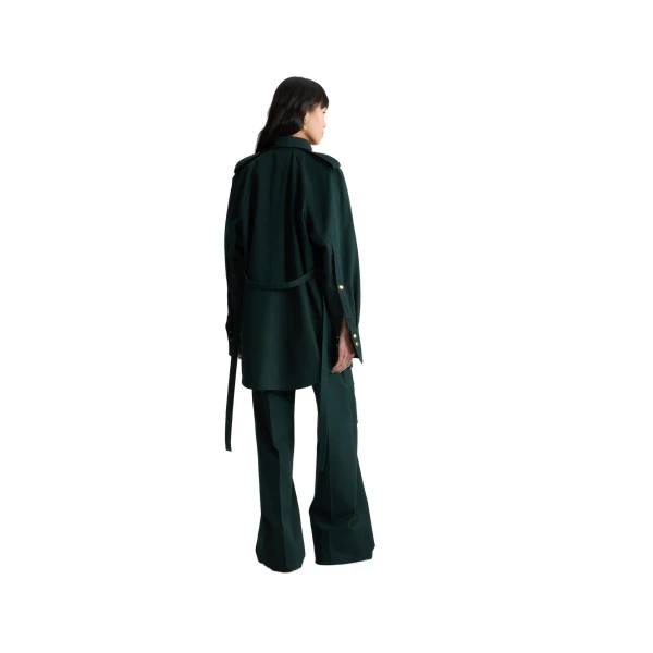 Mini shirt dress in Garden Green organic cotton gabardine - Image 3