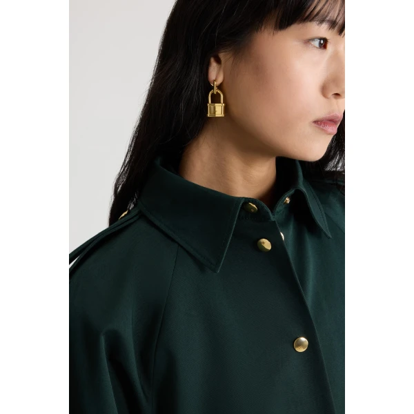Mini shirt dress in Garden Green organic cotton gabardine - Image 4