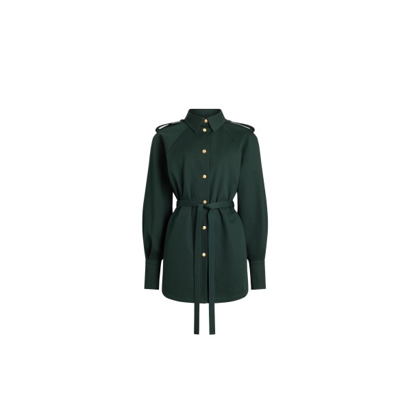 Patou Mini shirt dress in Garden Green organic cotton gabardine