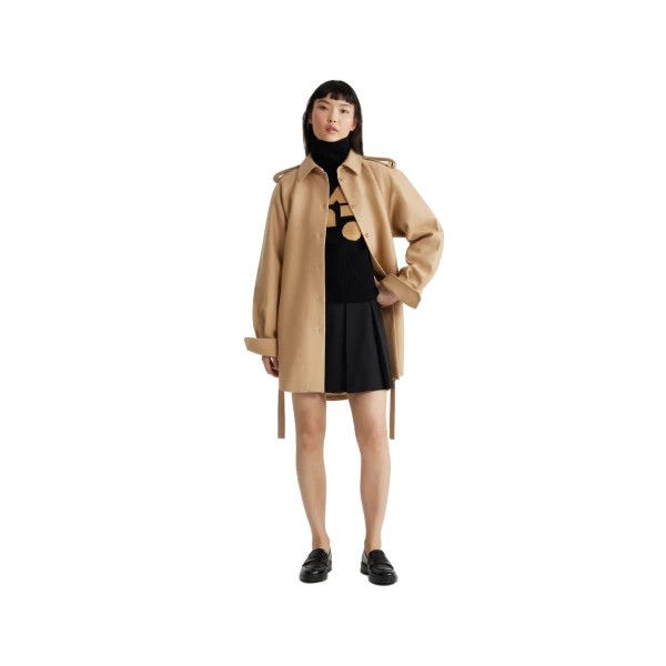 Mini shirt dress in Gray Sand sustainable wool blend - Image 2