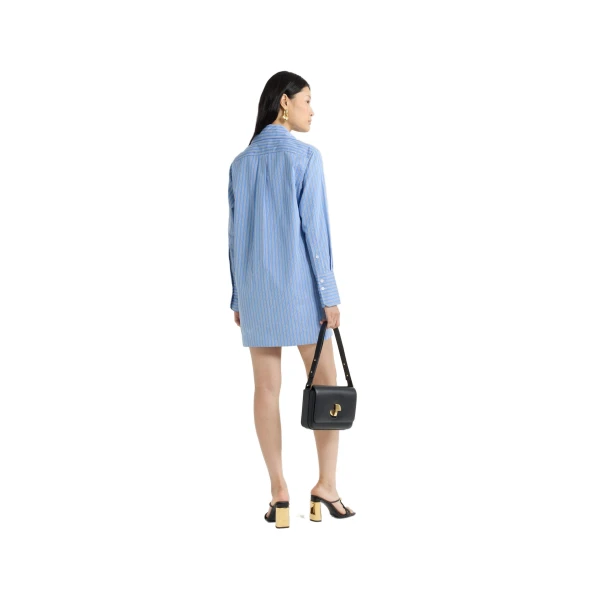 Mini shirt dress in Heritage Blue Stripes printed organic cotton poplin - Image 3