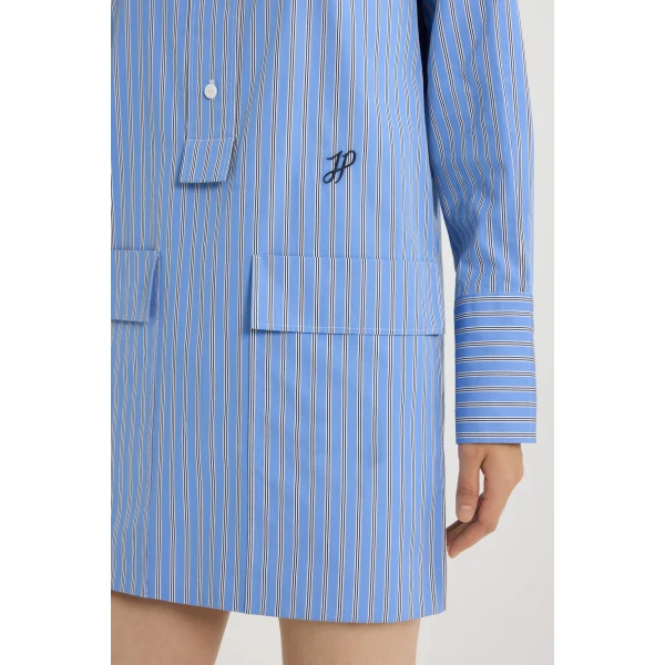 Mini shirt dress in Heritage Blue Stripes printed organic cotton poplin - Image 4