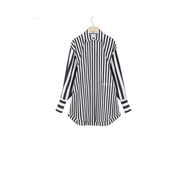 Patou Mini shirt dress in Mix Black Large Stripes printed cotton