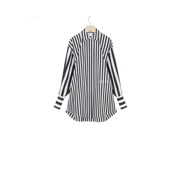 Mini shirt dress in Mix Black Large Stripes printed cotton
