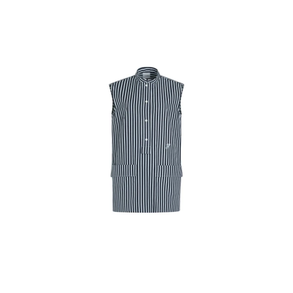 Mini shirt dress in Navy Stripes printed organic cotton poplin