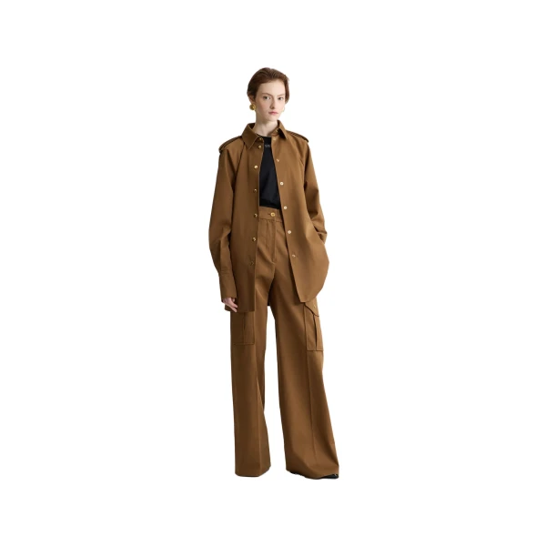 Mini shirt dress in Nutmeg organic cotton gabardine - Image 2