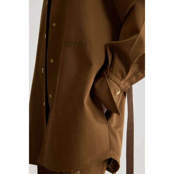 Mini shirt dress in Nutmeg organic cotton gabardine - Image 4