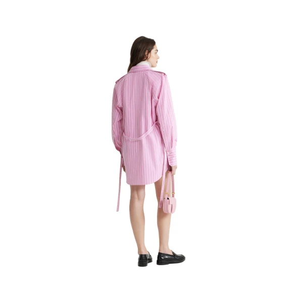 Mini shirt dress in Pink Stripes printed sustainable cotton - Image 3