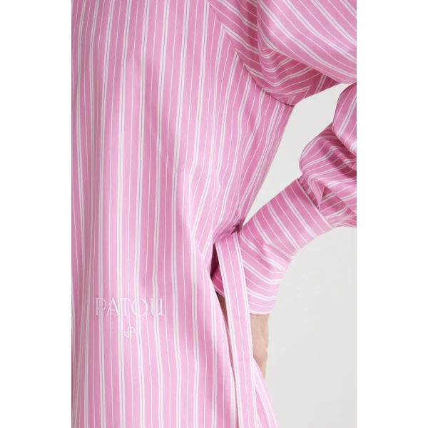 Mini shirt dress in Pink Stripes printed sustainable cotton - Image 4