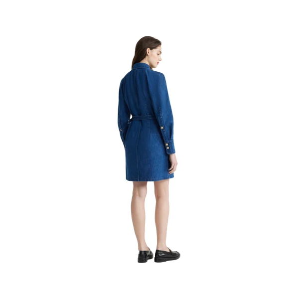Mini shirt dress in Stonewash organic denim - Image 3