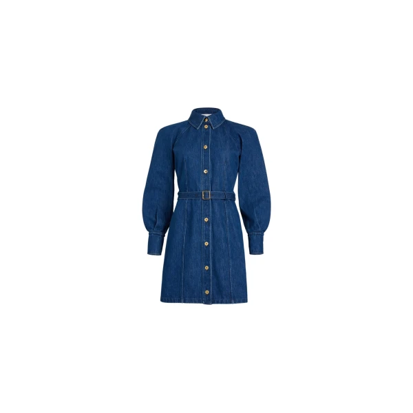 Mini shirt dress in Stonewash organic denim