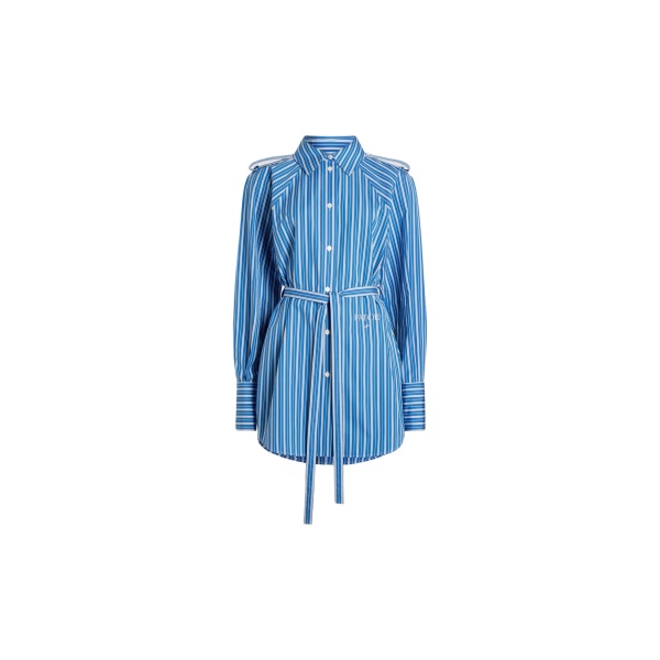 Patou Mini shirt dress in Victoria Blue Stripes printed sustainable cotton