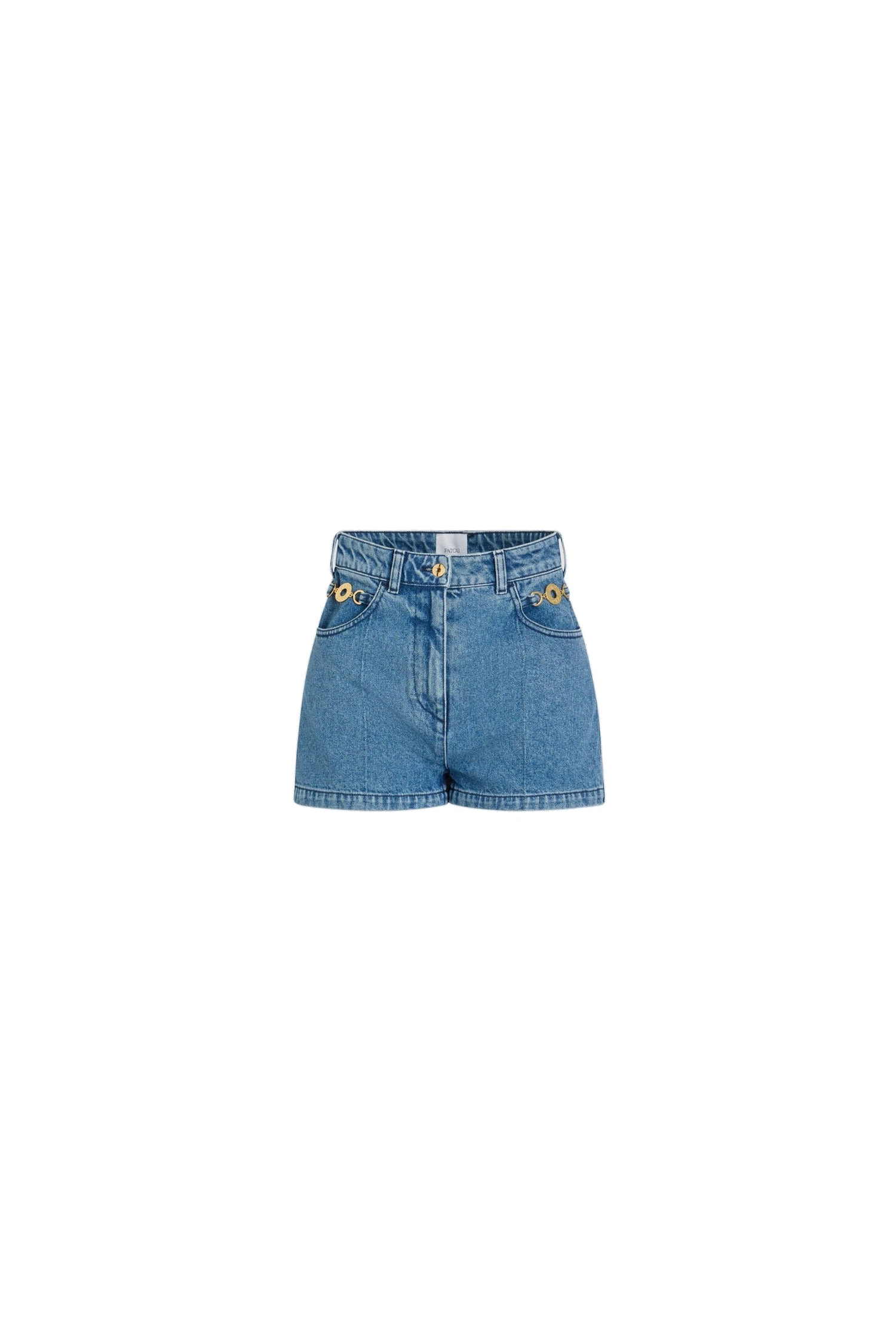 Patou Mini shorts in Heritage Blue Wash cotton denim | Shorts | Coveti Patou Mini shorts in Heritage Blue Wash cotton denim
