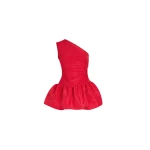 Patou One-shoulder bubble mini dress in Lipstick Red recycled ottoman faille