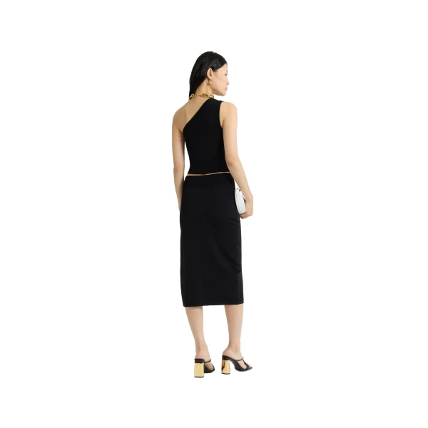 One-shoulder knit top in Black technical crepe - Image 3