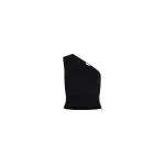 Patou One-shoulder knit top in Black technical crepe